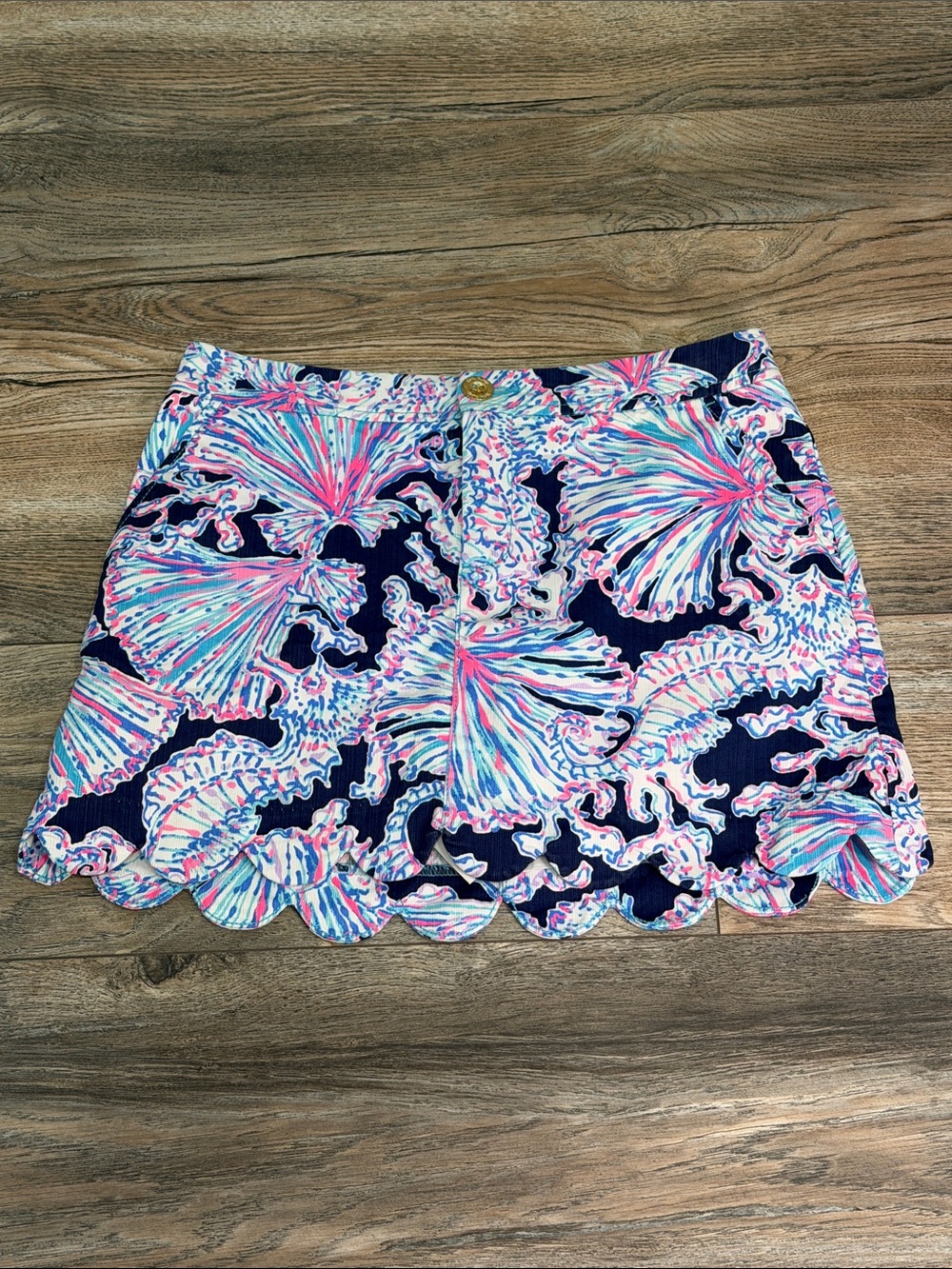 Lilly Pulitzer Navy Multicolor Scallop Hem Skort